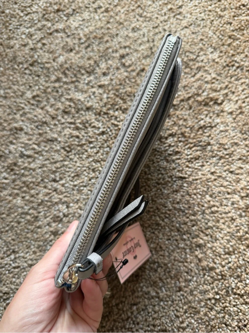 JUICY COUTURE Pleated Wristlet Clutch Purse in Sleet Grey